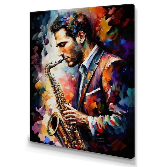 Designart Saxophone Player On Stage II Canvas Wall Art