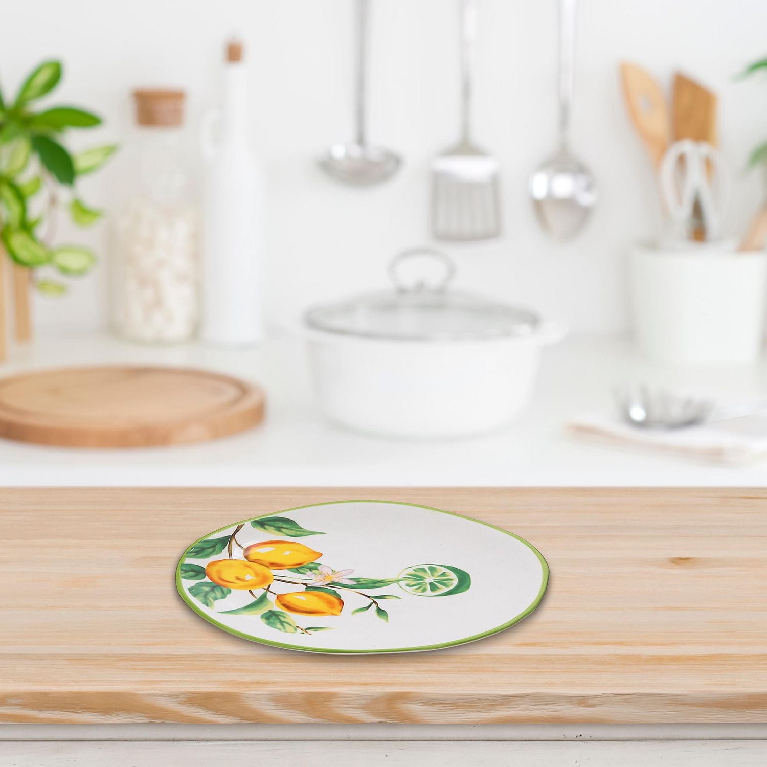 IH Casa Decor Ceramic Lemon Round Plate 6.10" - Ensemble De 2