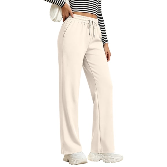 Lumtrix Womens Straight Leg Baggy Sweatpants | High Waisted Loose Fit Track Pants with Pockets, Soft Comfy, Casual Lounge & Travel Fall Winter Slacks Khaki L