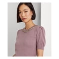 thumbnail image 3 of LAUREN RALPH LAUREN Womens Purple Beaded Ribbed Pouf Sleeve Crew Neck Sweater M, 3 of 4