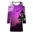 thumbnail image 5 of WXLWZYWL Ladies Evening Dresses Casual Halloween Printed Dress Long Sleeve Strapless Dress Fashion Round Neck Suspender Off Shoulder Dress, 5 of 5
