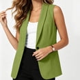 thumbnail image 5 of Olyvenn Womens Notch Lapel Single Button Sleeveless Blazer Vest, Mid Length Straight Cut Side Hand Pockets Tailored Fit Army Green L, 5 of 7