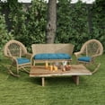 thumbnail image 2 of Jordan Manufacturing 44" x 18" Celosia Legion Blue Crosshatch Rectangular Tufted Contoured Outdoor Wicker Settee Bench Cushion, 2 of 10