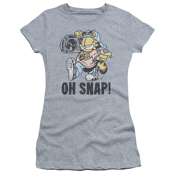 Garfield - Oh Snap - Juniors Teen Girls Cap Sleeve Shirt - Large