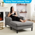 thumbnail image 4 of BALUS Chaise Lounge Chair Indoor, Oversized Velvet Sleeper Chair With Comfy Backrest Pillow, Modern Living Room Sofa Chair, Light Grey, 4 of 8