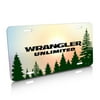 jeep wrangler unlimited green forrest sillhouette graphic aluminum license plate