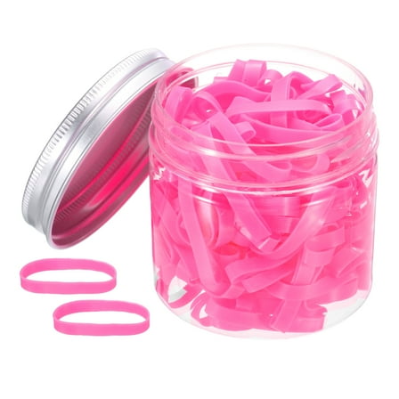 Uxcell 140 Pcs Rubber Band Stretchable Rubber Elastic Band Colored Spots 25mm x 4mm Hair Rubber Bands for Home Office, Rose Pink