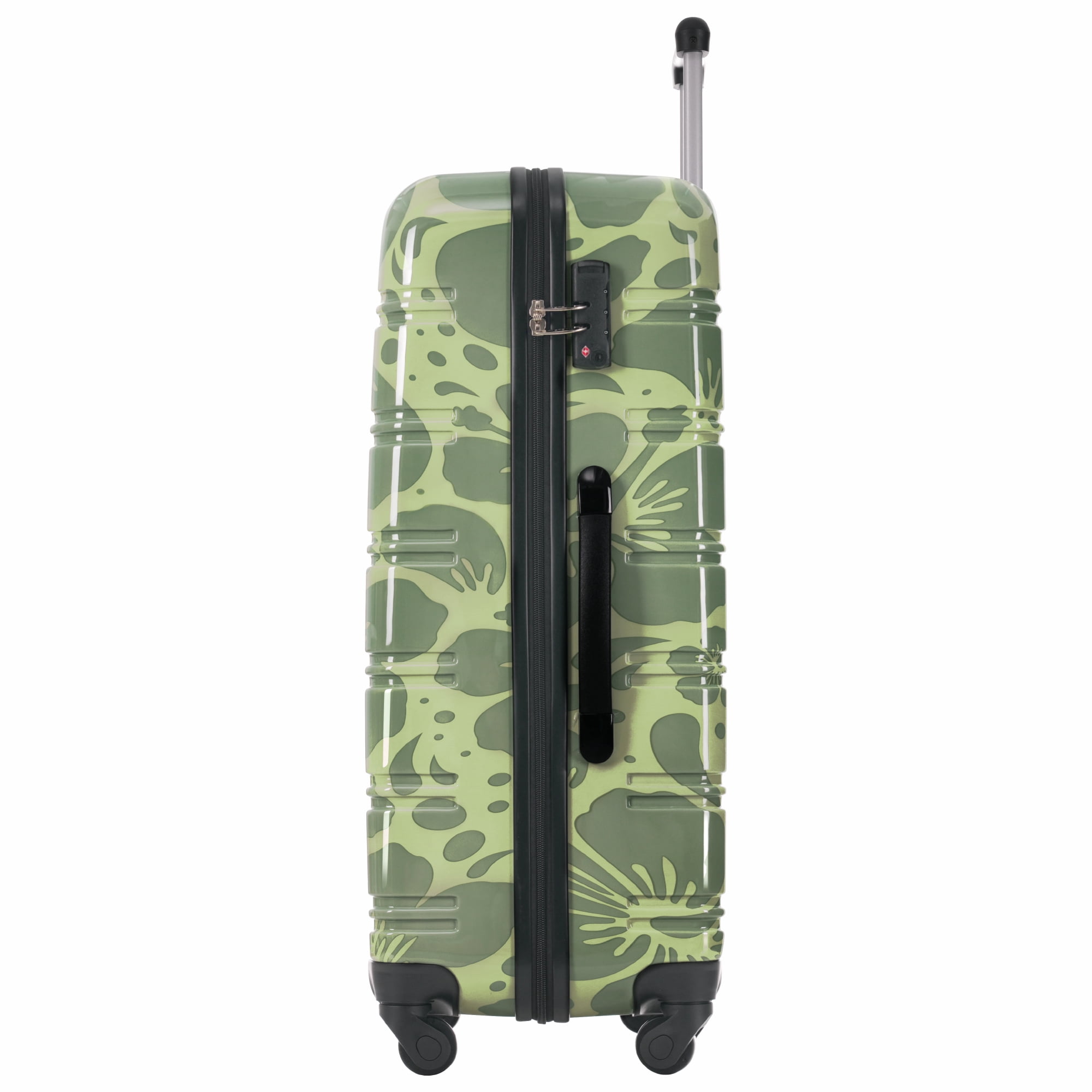 3-Piece Hardshell Luggage Set with Spinner Wheels & Combination Lock, Lightweight ABS+PC Suitcase Set 20" 24" 28" for Carry On and Checked Bags, Green