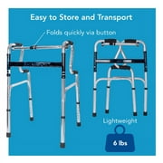 Carex Aluminium Uplift Folding Walker with Adjustable Height, 300 lb Weight Capacity