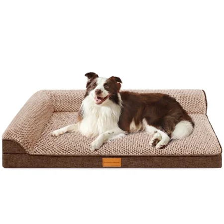 Exclusivo Mezcla Orthopedic Dog Bed with Washable Cover Jacquard Fluff Pet Sofa Bed with 2-Sided Bolsters for Medium Dogs 36 ×24 Brown