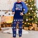 thumbnail image 5 of Pantalones De Camisa De Otoño Conjunto de pijama familiar de 2 piezas con cuello redondo estampado azul para padres e hijos traje diario Cgtredaw Niño Azul 11-12T para Niño, 5 of 8