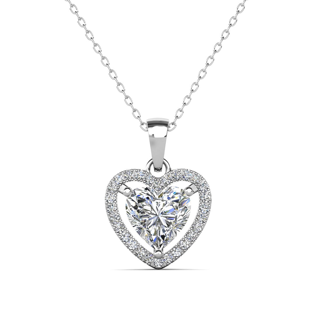 Cate & Chloe Amora 18k White Gold Plated Silver Heart Necklace