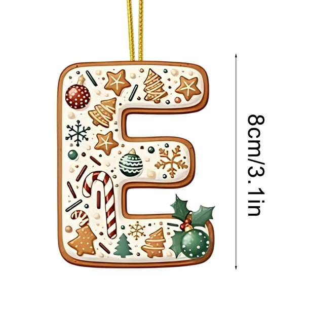 Decoraciones de Árbol de Navidad 2D Acrílico Decoración Carta Colgante con 26 Letras Diy Navidad Decoración Del Hogar Ornamentos Del Árbol de Navidad