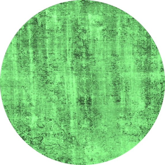 Ahgly Company Indoor Round Abstract Emerald Green Modern Area Rugs, 3' Round