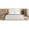 thumbnail image 5 of Queen Size Boucle Bed Frame, Upholstered Cloud Bed Frame with Headboard, Solid Wood Legs & Slats, No Box Spring Needed, White, 5 of 8