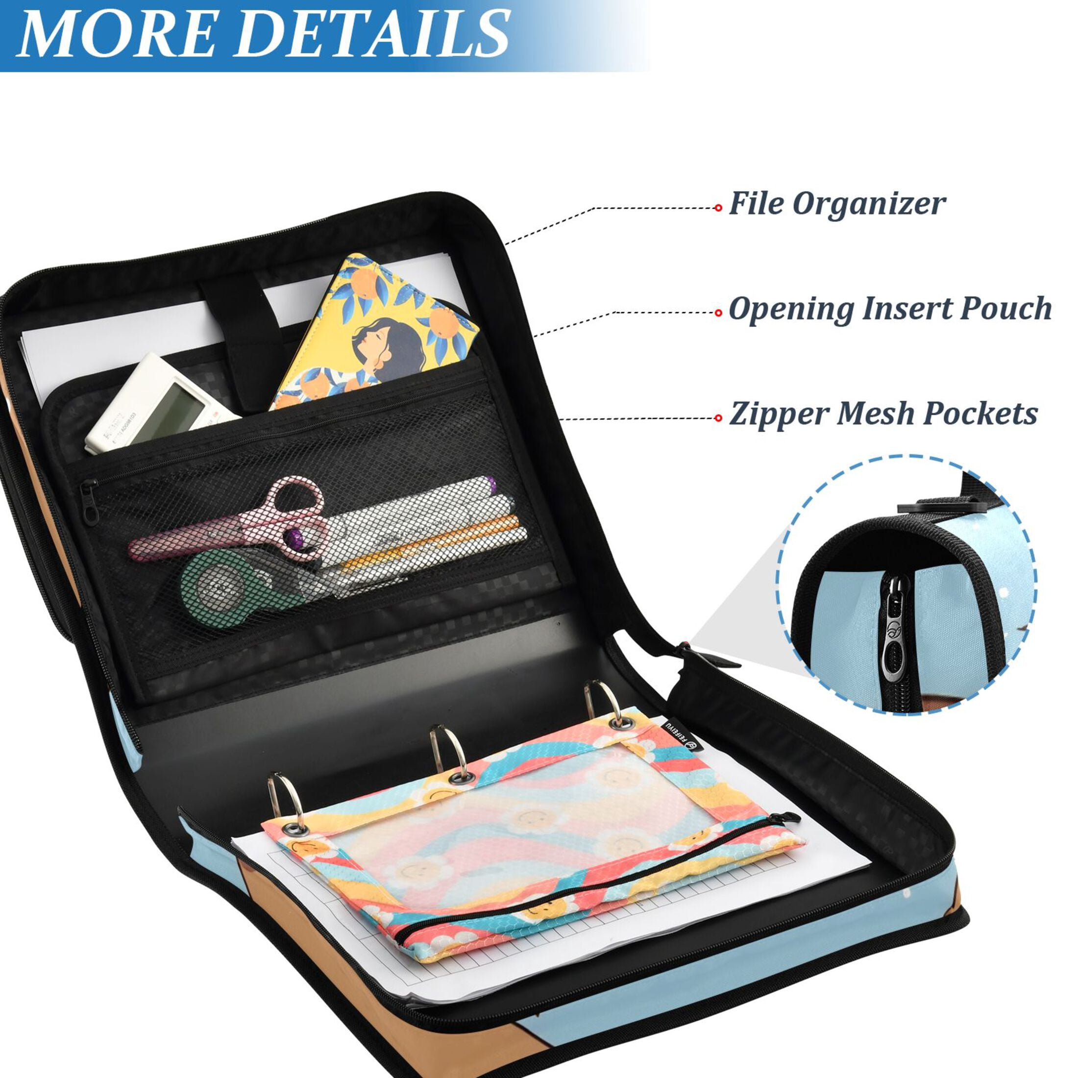 ALAZA Zipper Binder Capybara Animals 3 Ring Trapper Keeper File Folder Organizer Bag