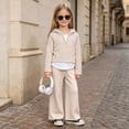 thumbnail image 2 of Toddler Girl Fall Clothes 2T 3T 4T 5T 6T Toddler Girls Clothes Baby Outfits Hoodie Sweatshirts Sweatpants 2Pcs Tracksuit Fall Winter Clothing Khaki Size 5-6 Years, 2 of 8