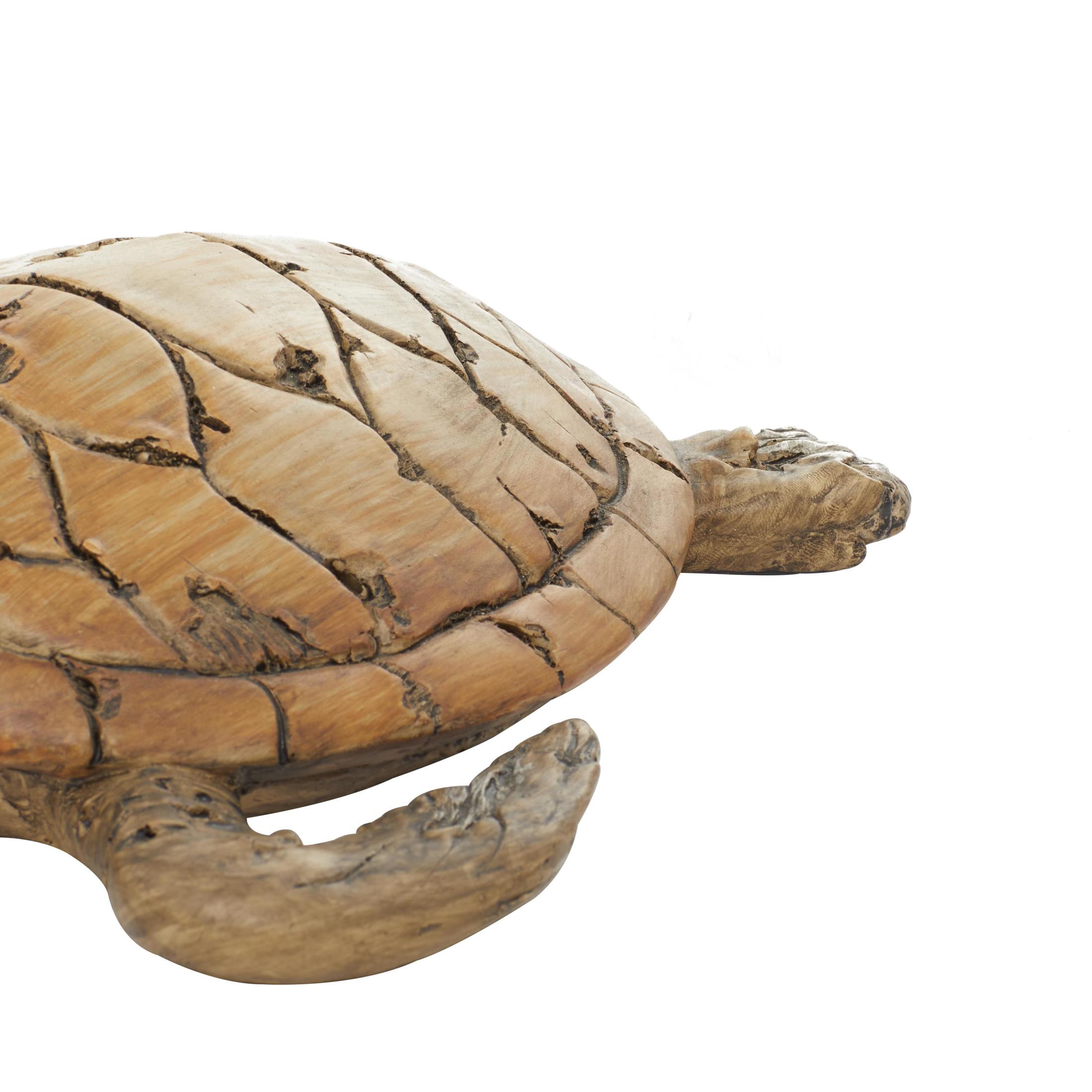 11" x 3" Brown Polystone Turtle Sculpture, by DecMode