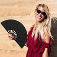 thumbnail image 5 of LINLIN Large Folding Hand Fan 13 inch Nylon-Cloth Fan Chinese Kung Fu Tai Chi Performance Handheld Fan for Dancing Cosplay Festival Christmas Party Props Elegant Vintage Retro Decoration Gifts, 5 of 9