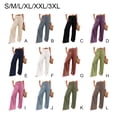 thumbnail image 5 of facefd Women's Casual Solid Color Wide Leg Stretchy Pants with Pockets, Gray, S, 5 of 5