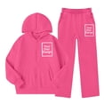 thumbnail image 4 of Girls Tracksuits Kids Size 7-8 2 Piece Outfits Solid Full Zip Up Hoodie Jacket Sweatshirt with Pockets and Wide Leg Sweatpants Casual Lounge Activewear Fall Clothes, 4 of 7