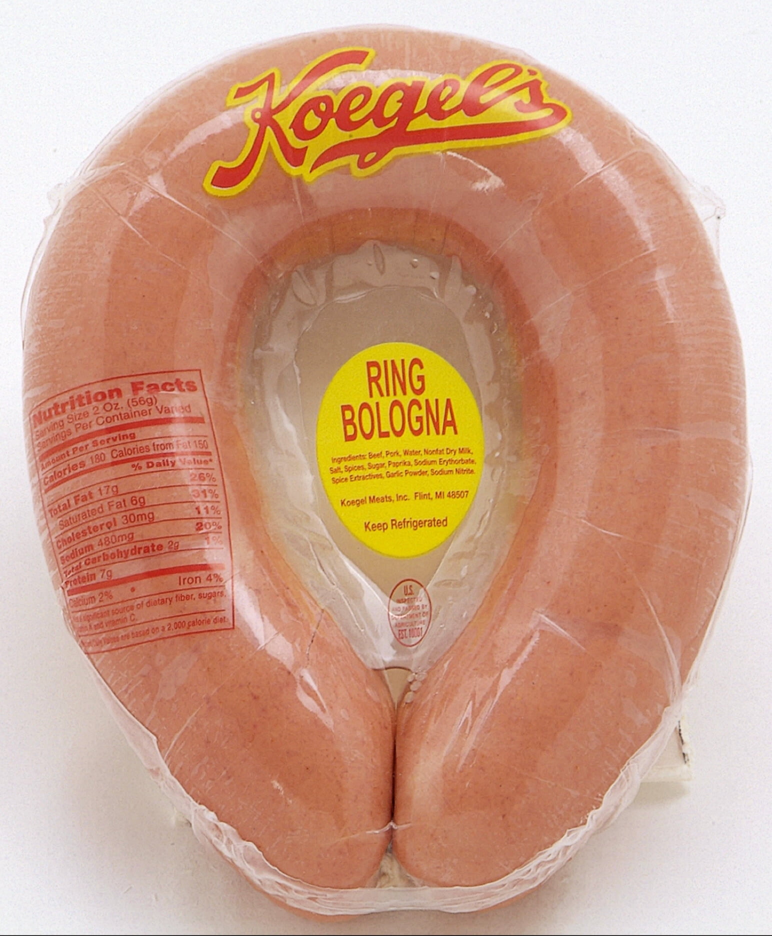 Koegel's Natural Casing Large Ring Bologna, Naturally Smoked, Vacuum Sealed Package