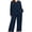 F1-Navy Blue, variant on SHOWMALL Plus Size Pajamas for Women, 2 Piece Pajama Set, Cozy Ribbed Fleece Long Sleeve Henley Top & Wide Leg Lounge Pants, Cozy Weekend Loungewear, Pink