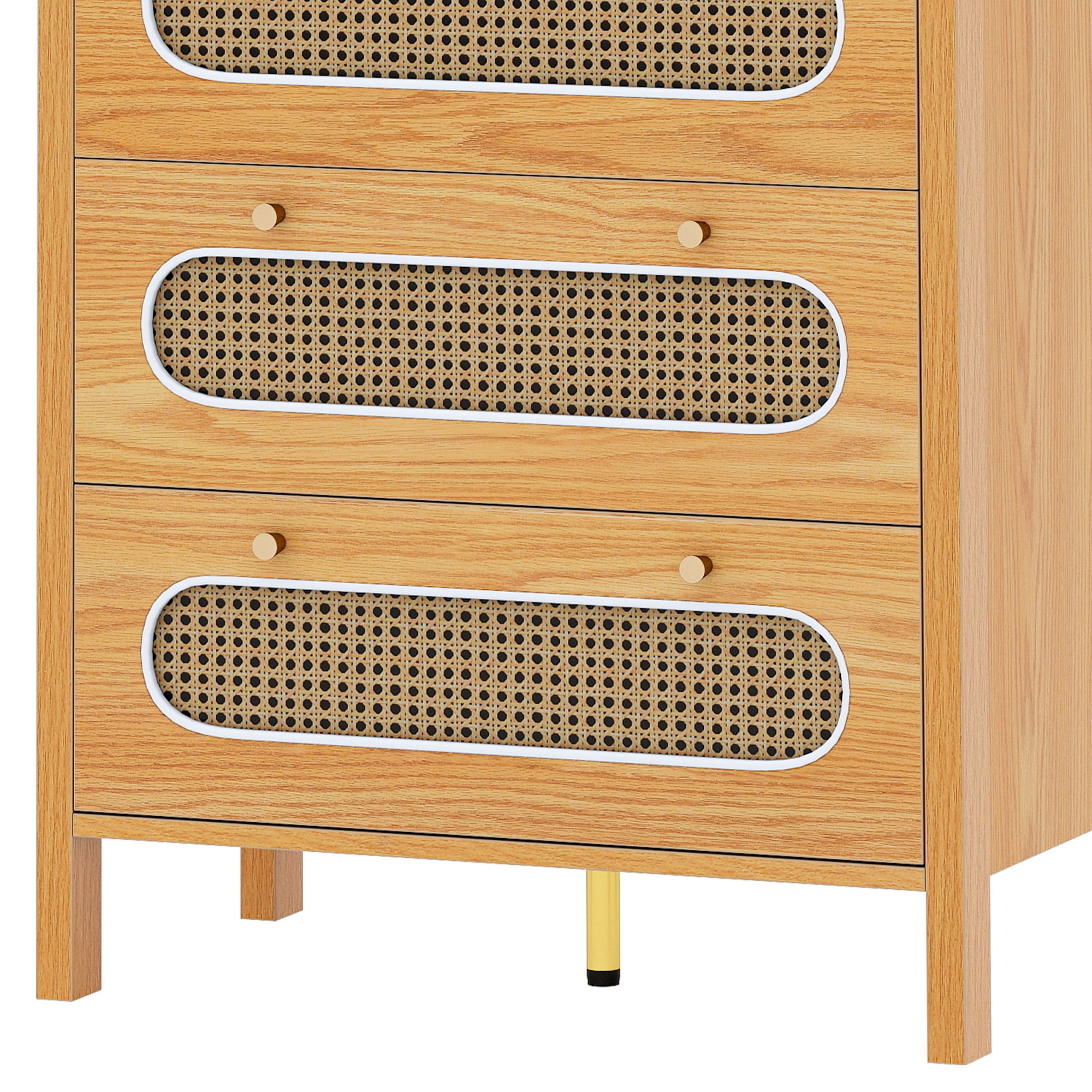 Uforic 5-Drawer Wood Dresser with Anti-tip Device for , Boho Vertical Chest of Drawers, Oak