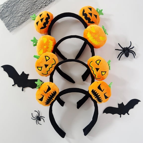 SmartBy Halloween Plush Pumpkin Headband, Fuzzy Orange Ghost Face Pumpkin Hair Accessories for Women Halloween Costume Cosplay Accessories