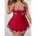 thumbnail image 3 of LapaPlus Women Plus Size Lingerie Lace Chemise Babydoll Sleepwear XL-5XL, 3 of 4
