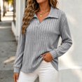 thumbnail image 2 of GUACER Womens Plus Size V-Neck Long Sleeve Tops Collared Ribbed Knit Loose Pullover Sweaters Soft Casual Fall Winter Blouses, 2 of 6