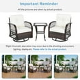 thumbnail image 5 of Rattan Outdoor Furniture, 3 Pieces Patio Furniture Set, Wicker Outdoor Swivel Glider Rocker w/Table, Balcony Porch Outdoor Rocking Bistro Set for 2, Beige Cushions, 5 of 9