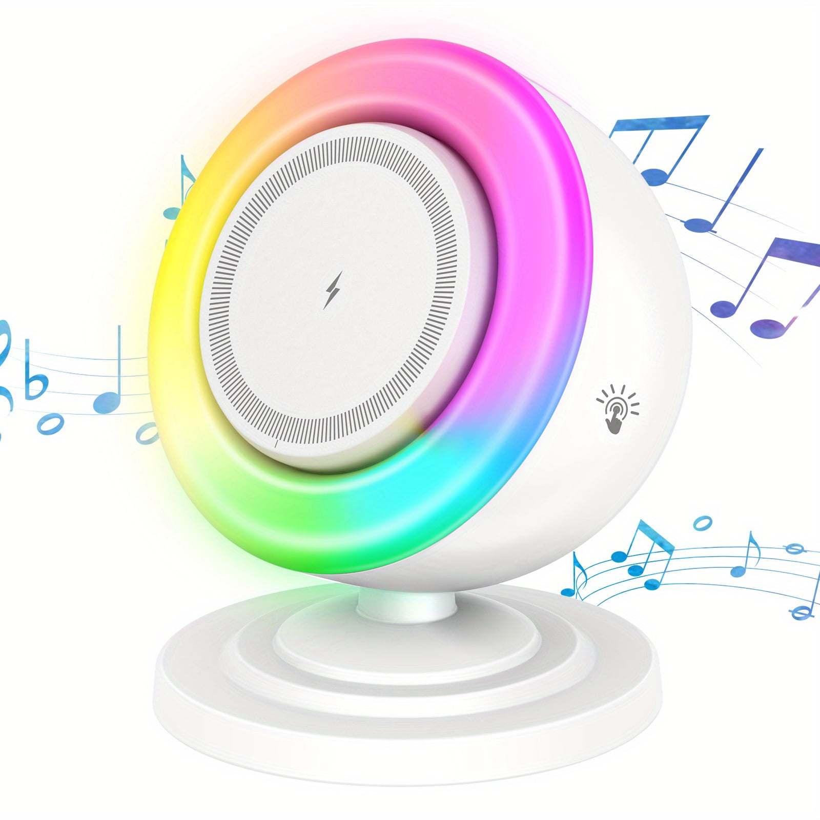Magnetic Wireless Charger Speaker for iPhone Samsung, Adjustable RGB Light, Angle Adjustable Phone Holder, Multi-Functional Music Player Charging Station