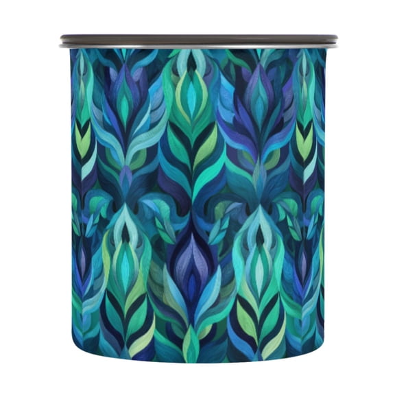 500ml Stainless Steel Food Storage Containers Elegant Blue Abstract Shapes Airtight Kitchen Canisters with Vacuum Lid for Coffee Tea Flour Sugar Grains