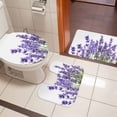 thumbnail image 5 of Spring Flowers Bathroom Rugs Set Country Watercolor Purple Lavender Floral Leaf Plant Non Slip Absorbent Soft Bath Mats 3 Piece Set with Bathroom Rug, U-Shaped Floor Mat, Toilet Seat Cover Small Size, 5 of 9