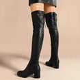 thumbnail image 6 of DREAM PAIRS Women's Over The Knee Thigh High Chunky Heel Boots Long Stretch Sexy Fall Boots LAURENCE BLACK/PU Size 6.5, 6 of 6