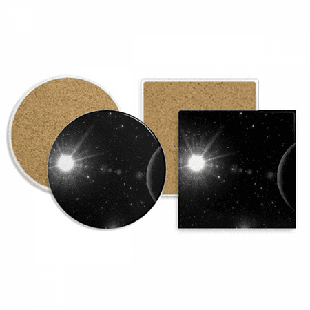 

Dark Sky Night White Coaster Cup Mug Holder Absorbent Stone Cork Base Set