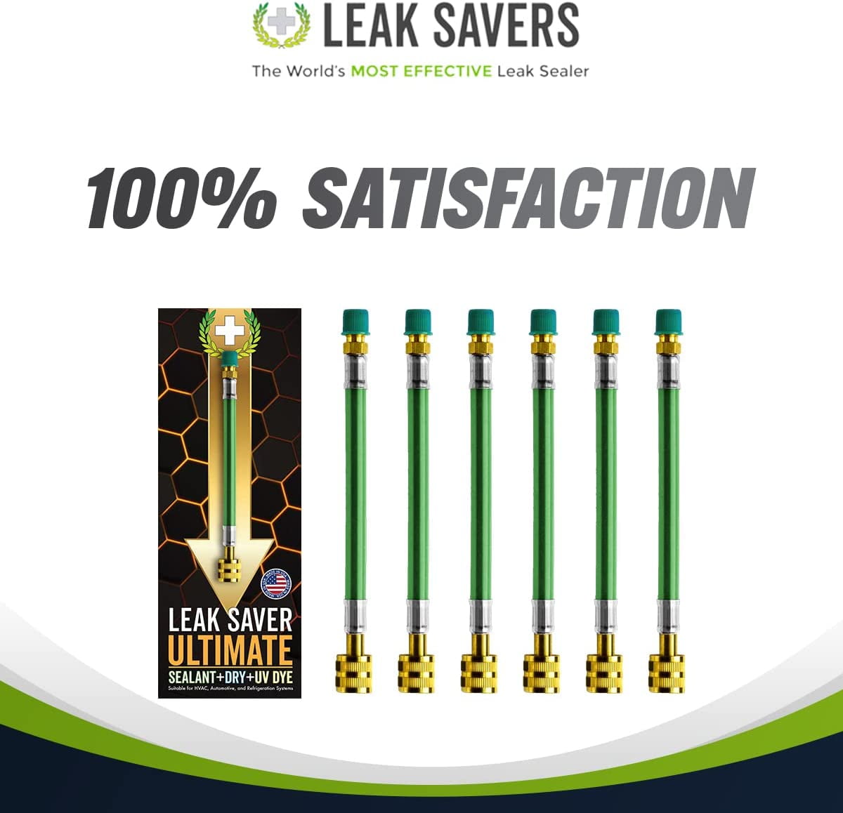 Leak Saver Direct Inject Ultimate 3-in-1 Leak Sealant with Moisture Remover and UV Dye for AC, Refrigeration, and Automotive Systems up to 5 Tons - Compatible With All Refrigerants - Made in USA - 3ct