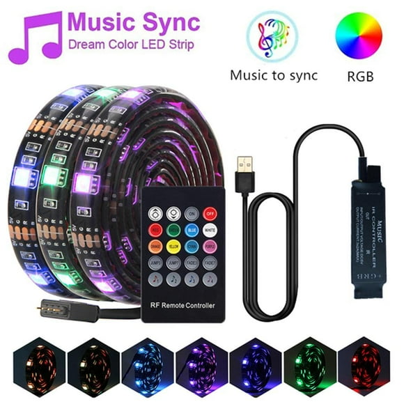 Luces Led Usb Rgb 5V Controlador De Música Iluminación De Fondo Luz De Fondo De Tv Luz Led Flexible Vogacara HA044404-03