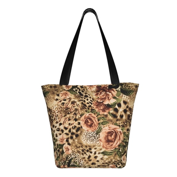 Ratiio Animal Leopard Print Shoulder Bag for Women, Polyester Crossbody Purse Lightweight Handbag for Daily Travel and Casual Use