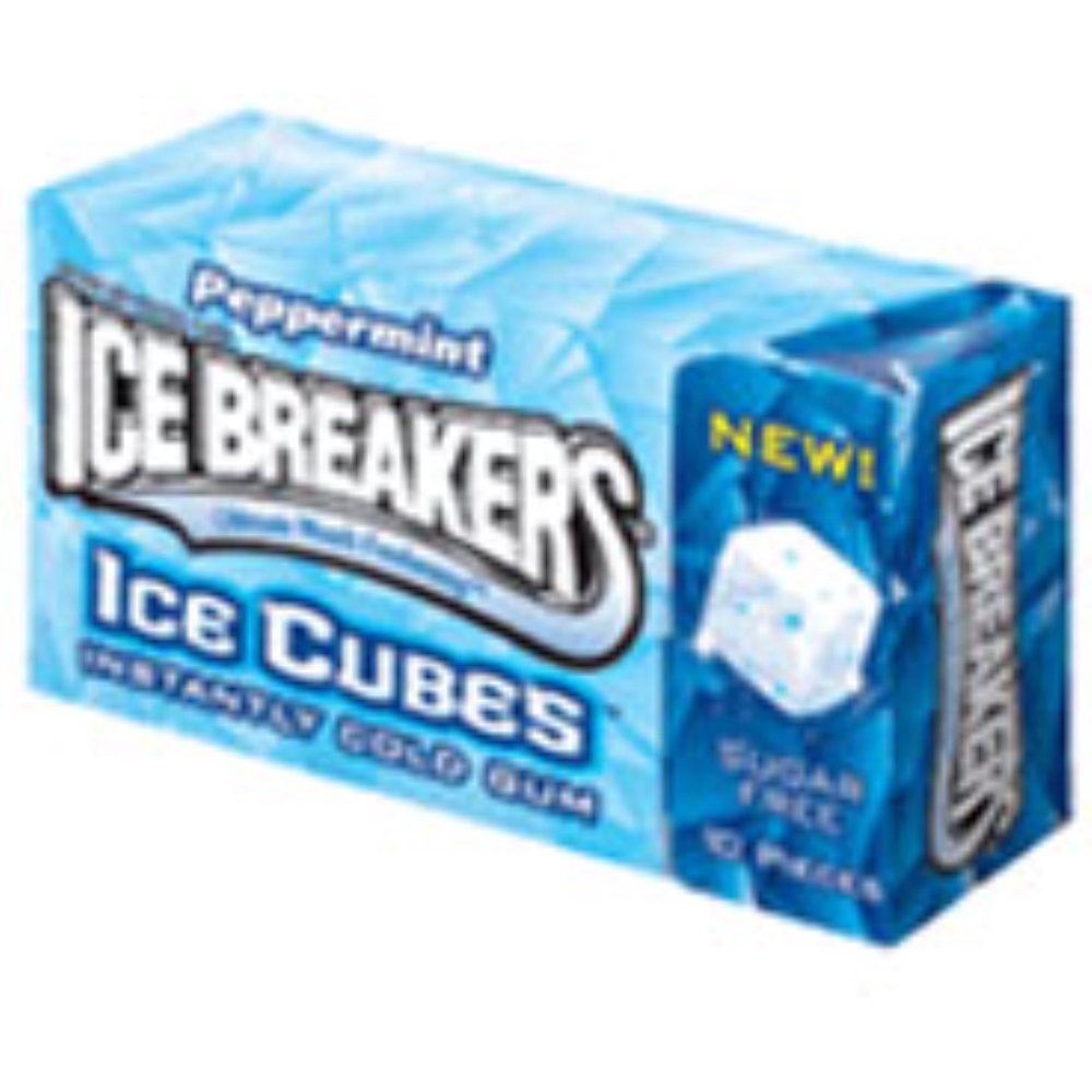 Ice Breakers, Ice Cubes Sugar Free Peppermint Gum, 10 Pieces (Pack of 8