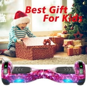 SISIGAD Bluetooth Hoverboard for Adults and Kids, 6.5 inch Solid Tires, LED Lights, Max Speed 6 Mph, Purple