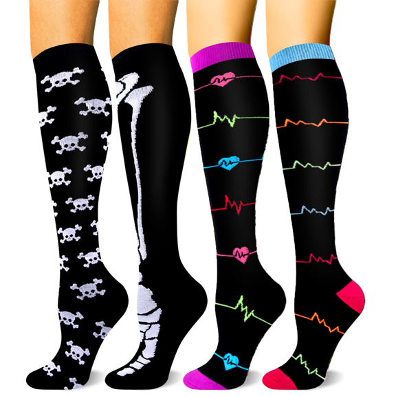 4 Pairs Copper Compression Socks for Women & Men Circulation 15-20 mmhg - Better Blood Flow, Swelling, Best Support for Medical, Running, Nursing