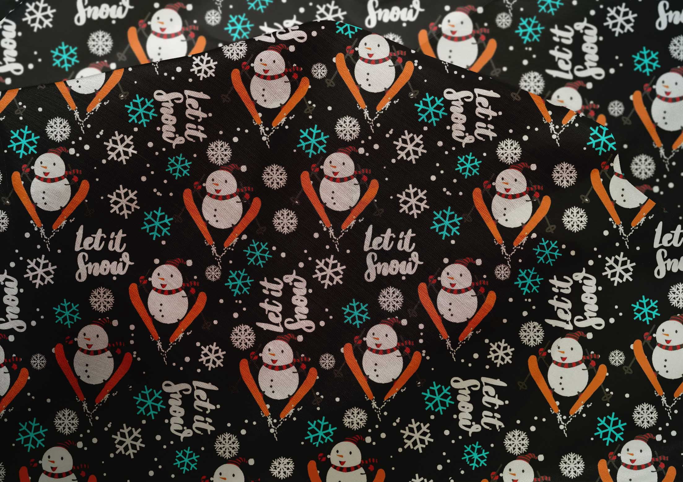 oneOone Cotton Silk Black Fabric Christmas Craft Projects Decor Fabric Printed By The Yard 42 Inch Wide-R0