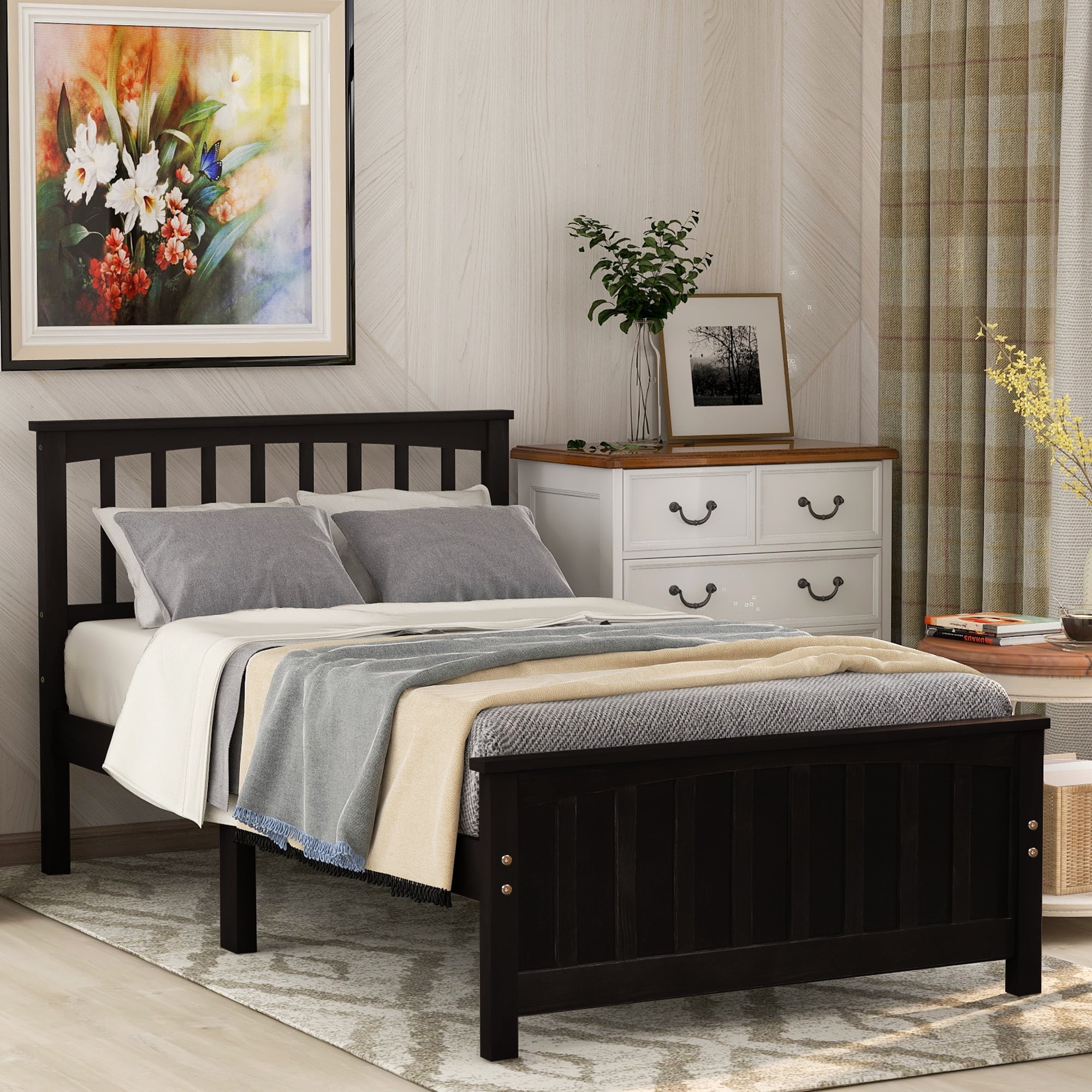 Clearance! Twin Bed Frames for Kids, Mordern Platform Bed Frame with Headboard and Footboard