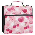 thumbnail image 2 of Water-Resistant 3-Ring Binder Organizer with Multiple Pockets Zipper Binder Bag for Office Cherry and Pink Bow Pattern, 2 of 8