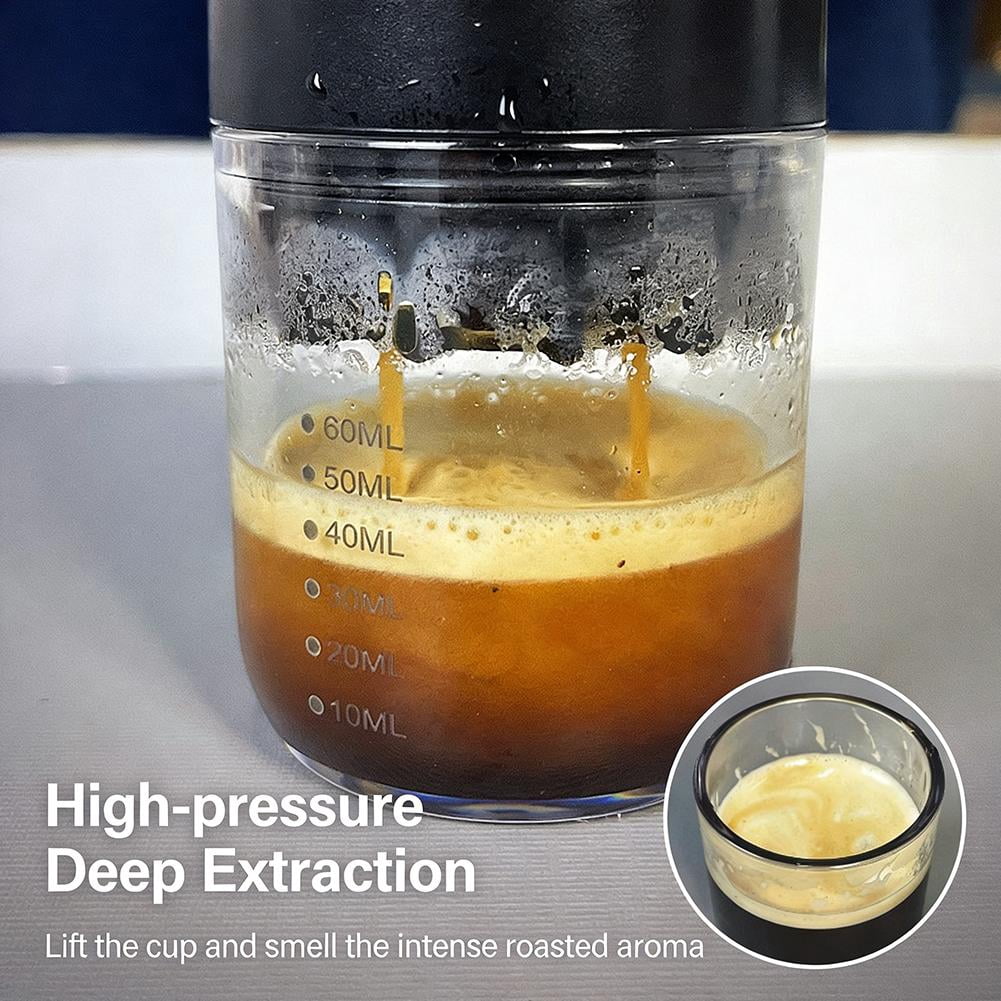 Portable Espresso Maker for Travel & Camping 18 Bar Manual Coffee Machine Ground Coffee & Pods Small Hand Press Espresso C-offee Maker for Office, Hiking, RV - Black