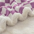 thumbnail image 4 of Sherpa Throw Blanket Fleece Blanket with Checkered Pattern Soft Thick Blanket for Couch, Bed, Sofa Luxurious Warm and Cozy for All Seasons (Purple, 50"x60"), 4 of 6