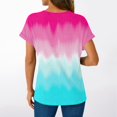 thumbnail image 4 of WTOBBY Women's Ombre Dye Raglan Sleeve Casual Pullover Top, V-Neck Short Sleeve Blouse with Geometric Print for Outdoor Activities,Light Blue L, 4 of 5