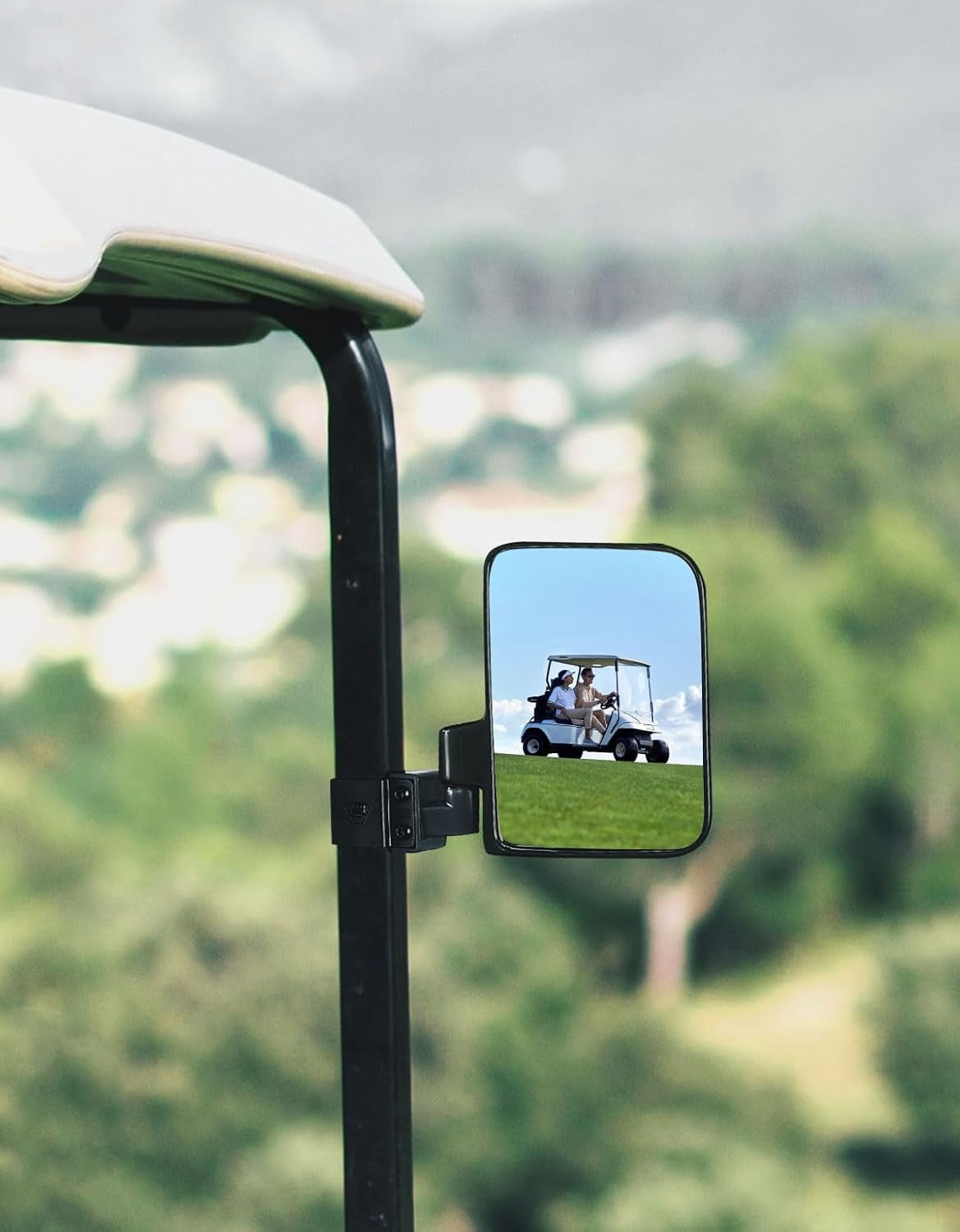 KEMIMOTO No Drilling Golf Cart Side Mirrors, Universal Rear View Mirror for 0.75"-1.25" Square Rail, Folding Design